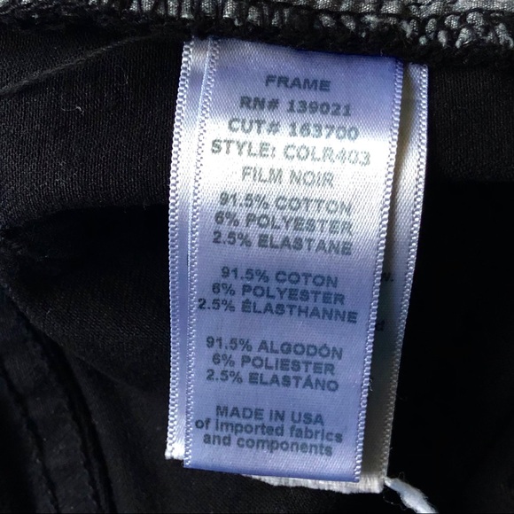 FRAME Black Denim Ripped 26 Le Skinny Film Noir - Picture 10 of 15